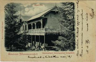 1899 Gyertyánliget, Polyana-Gyertyánliget, Kabola Polyána, Kobyletska Poliana (Máramaros, Maramures); Szapári ház este holdfényben, gyógyfürdő. Mayer és Berger kiadása / spa, villa at night in moonlight (vágott / cut)
