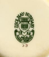 Zsolnay aranykontúrozott virágmintás dísztál, jelzett, hibátlan, d: 30,5 cm