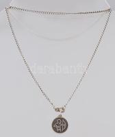 Ezüst(Ag) pancer nyaklánc nyilas medállal, jelzett, h: 55 cm, d: 1,6 cm, nettó: 7,6 g