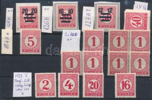 1926-1931 Pengő-filléres és Kisegítő portóbélyegek stecklapon