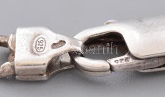 Ezüst(Ag) fantáziaszemes glídes nyaklánc, jelzett, h: 60 cm, nettó: 33,6 g