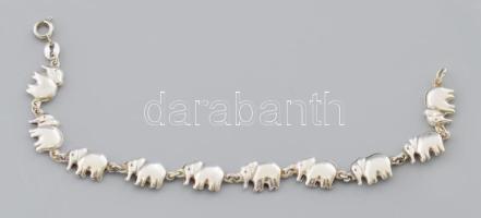 Ezüst(Ag) elefántos karkötő, jelzett, h: 17,5 cm, nettó: 4,7 g