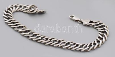 Ezüst(Ag) duplaszemes karkötő, jelzett, h: 21,5 cm, nettó: 15,8 g