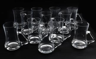 12 darabos ólomkristály korsó garnitúra, 1-1 minimális pattogzással, m: 12 cm