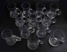 12 darabos ólomkristály korsó garnitúra, 1-1 minimális pattogzással, m: 12 cm