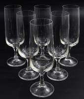 Kristály pezsgős pohár garnitúra, 6 darab, hibátlan, m: 16 cm