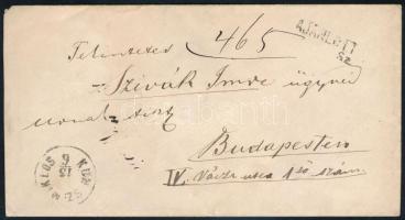 1879 Ajánlott küldemény 5kr hármascsíkkal (38-39-40. ívhely) "KUN SZ: MIKLÓS" (Gudlin 60 p...