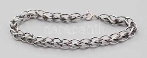 Ezüst(Ag) fantáziaszemes áttört karkötő, jelzett, h: 22 cm, nettó: 10,4 g