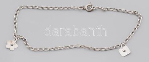 Ezüst(Ag) ovális szemű, lamellás bokalánc, h: 26 cm, nettó: 2,7 g