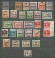 Baranya 1919 28 db bélyeg, közte antikva számok és lemezhibák is, Bodor vizsgálójellel