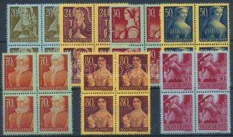 1945 Kisegítő IV. 7 klf fázisnyomat négyestömbben (Nagyasszonyok + Szent Margit)