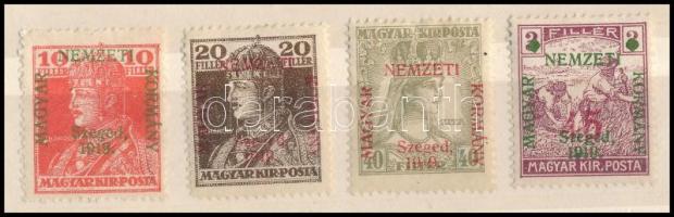 Szeged 1919 Károly-Zita 4 db bélyeg, Bodor vizsgálójellel