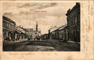 1903 Losonc, Lucenec; Gácsi utca, Szálloda a Magyar Királyhoz, üzletek. Redlinger kiadása / street view, hotel, shops (fl)