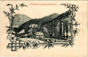 1901 Lucski-fürdő, Lúcky Kúpele (Liptó); fürdő / general view, spa. Art Nouveau, floral (fa)