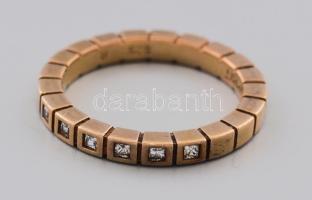 Ezüst(Ag) hatköves aranyozott gyűrű, jelzett, méret: 56, bruttó: 3,8 g