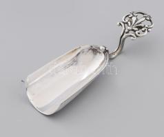 Ezüst(Ag) mintás nyelű fűszerkanál, jelzett, h: 8 cm, nettó: 11,1 g