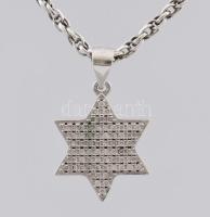 Ezüst(Ag) walles nyaklánc Dávid-csillag medállal, jelzett, h: 42,5 cm, d: 1,7 cm, bruttó: 8,1 g