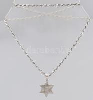 Ezüst(Ag) walles nyaklánc Dávid-csillag medállal, jelzett, h: 42,5 cm, d: 1,7 cm, bruttó: 8,1 g