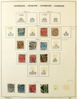 Gyűjtemény maradvány Schaubek albumban: Dánia 585 db bélyeg, Grönland, Feröer 200 db bélyeg, Izland 420 db bélyeg