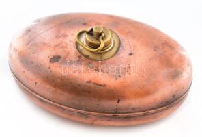 Antik réz ágymelegítő, kis kopással, ütődéssel, 27x18 cm