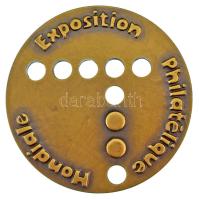 Luxemburg "Juvalux '18 / Világbélyegkiállítás" kétoldalas bronz emlékérem velúr szüty...