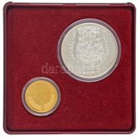 1996. 2000Ft Ag + 20.000Ft Au "Honfoglalás 1000. évfordulója" sérült tokban, tanúsítvánnyal (7g/0.986) T:PP ujjlenyomatos / Hungary 1996. 2000 Forint Ag + 20.000 Forint Au "1000th Anniversary of the Hungarian Landtaking" in damaged case with certificate (7g/0.986) C:PP fingerprints Adamo EM141, EM142