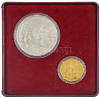 1996. 2000Ft Ag + 20.000Ft Au "Honfoglalás 1000. évfordulója" sérült tokban, tanúsítvánnya...