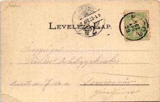 1902 Módos, Jasa Tomic; Római katolikus templom, üzletek. Lustein Marcus kiadása / Catholic church, ...