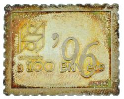 1996. "HUNGEXPO a 100 BNV éve '96" egyoldalas, jelzett Ag bélyegérem, eredeti dísztokban (3,32g/0.835/23x28mm) T:AU, patina