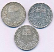 1914KB-1915KB-1916KB 1K Ag "Ferenc József" (3xklf) T:AU,XF Adamo K5.1