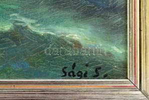 Sági Sándor (1917-2007): Színes vitorlások (Balaton). Olaj, vászon, jelzett. Hátoldalán a Képcsarnok...