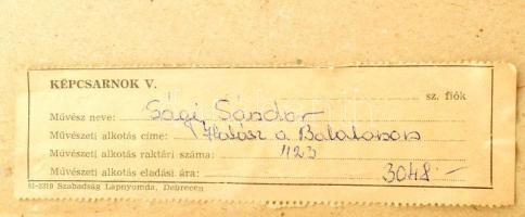 Sági Sándor (1917-2007): Színes vitorlások (Balaton). Olaj, vászon, jelzett. Hátoldalán a Képcsarnok...