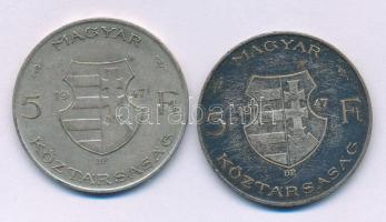 1947. 5Ft Ag "Kossuth" (2x) T:VF,F patina Adamo F8.1