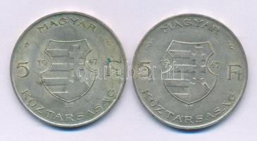 1947. 5Ft Ag "Kossuth" (2x) T:VF,F patina Adamo F8.1