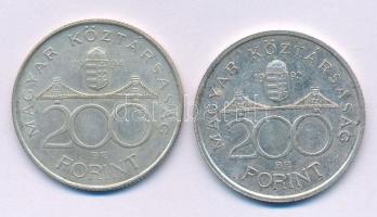 1992. 200Ft Ag "MNB" + 1994. 200Ft Ag "Deák" T:XF patina Adamo F13, F13.1