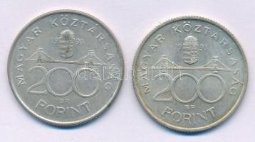 1993. 200Ft Ag "MNB" (2x) T:XF,VF patina Adamo F13