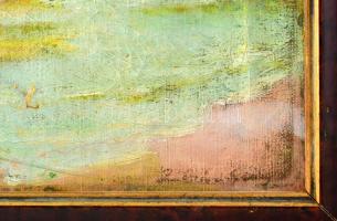 Zórád Géza (1896-1959): Vitorlás. Olaj, vászon. Jelezve jobbra lent. 40x30 cm. Fakeretben. Kis felül...