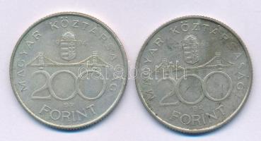 1994. 200Ft Ag "Deák" (2x) T:XF,VF patina Adamo F13.1