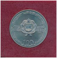 1982. 100Ft Cu-Ni "Labdarúgó világbajnokság 1982" műbőr tokban, tanúsítvánnyal T:UNC kis p...