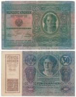 1912. 100K piros "MAGYARORSZÁG" felülbélyegzéssel, "1852 01053" + 1914. 50K piro...