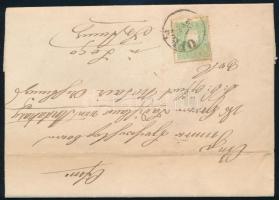 1861 3kr zöld helyi levélen teljes tartalommal / on local cover with full content "OFEN" (...