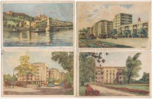 7 db MODERN grafikai város képeslap / 7 modern graphic town postcards s: Zádor István