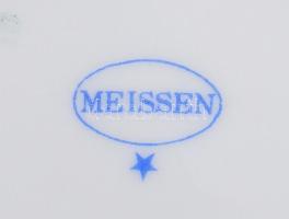 Meisseni virágmintás kávés / teás készlet, jelzett, 1 csésze hiánnyal, cukortartón repedéssel