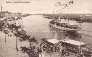 Szczecin steamship station with SS Hertha (EK)