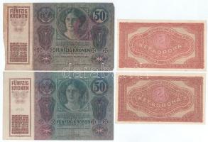 Vegyes, 8db-os korona bankjegy tétel, benne 1912. 100K felülbélyegzés nélkül + 1913. 20K (3x) + 1914...