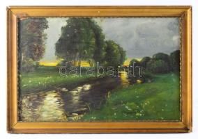 Jelzés nélkül: Nyári táj. Olaj, farost, keretben 35x53 cm