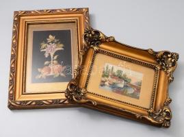 2 darab blondel képkeret, üvegezett, 31x22 cm, 26x22 cm