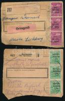 1948 2 db sok bélyeges csomagfeladó szelvény / 2 parcel cards