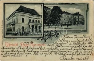1899 Nagykanizsa, Blumenschein palota, Közös laktanya este holdfényben. Schless Antal kiadása. Art Nouveau, floral (Rb)