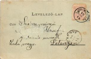 1899 Nagykanizsa, Blumenschein palota, Közös laktanya este holdfényben. Schless Antal kiadása. Art N...